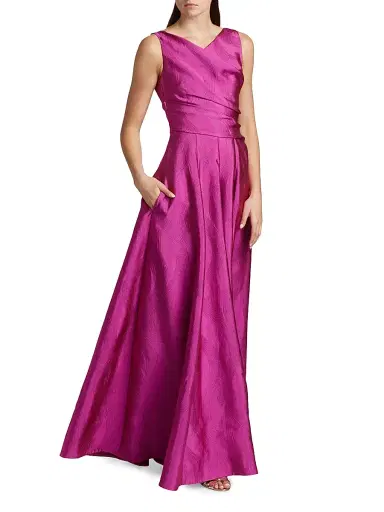 Talbot Runhof Women's Draped Sleeveless Gown - Fuchsia | Thumbnail 4 Talbot Runhof Women's Draped Sleeveless Gown - Fuchsia | Thumbnail 4