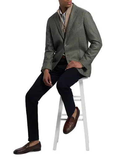 Saks Fifth Avenue Men's Wool, Cotton & Cashmere Single-Breasted Sport Coat - Grey - Size 50 | Thumbnail 2