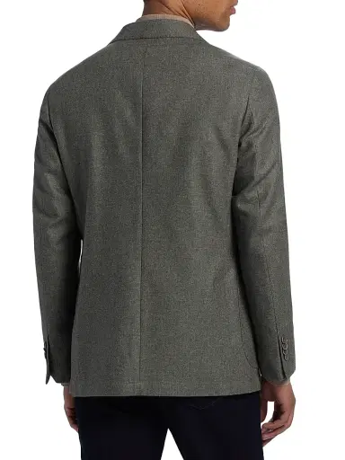 Saks Fifth Avenue Men's Wool, Cotton & Cashmere Single-Breasted Sport Coat - Grey - Size 50 | Thumbnail 5