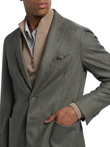 Saks Fifth Avenue Men's Wool, Cotton & Cashmere Single-Breasted Sport Coat - Grey - Size 50 | Thumbnail 6