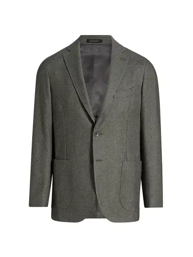 Saks Fifth Avenue Men's Wool, Cotton & Cashmere Single-Breasted Sport Coat - Grey - Size 50 | Thumbnail 1