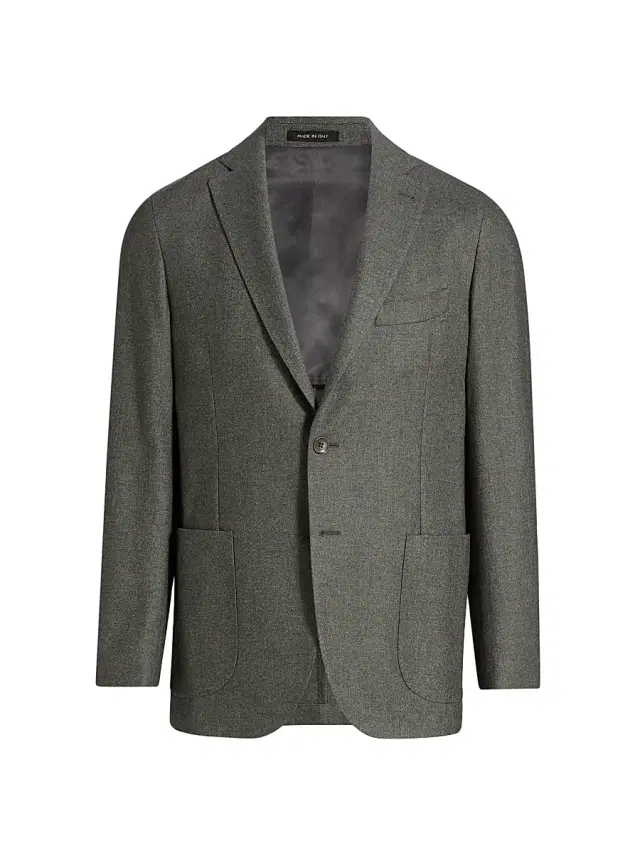 Men's Wool, Cotton & Cashmere Single-Breasted Sport Coat - Grey
