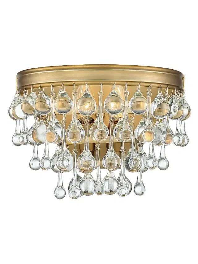 Crystorama Calypso 2-Light Crystal Teardrop Vibrant Wall Mount - Gold