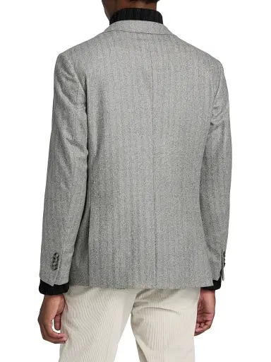 Saks Fifth Avenue Men's COLLECTION Herringbone Wool Jacket - Light Grey - Size 48 | Thumbnail 5