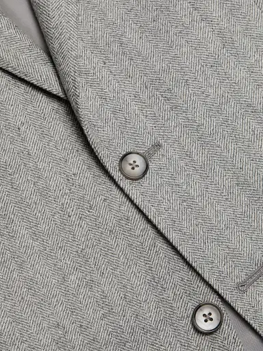 Saks Fifth Avenue Men's COLLECTION Herringbone Wool Jacket - Light Grey - Size 48 | Thumbnail 7