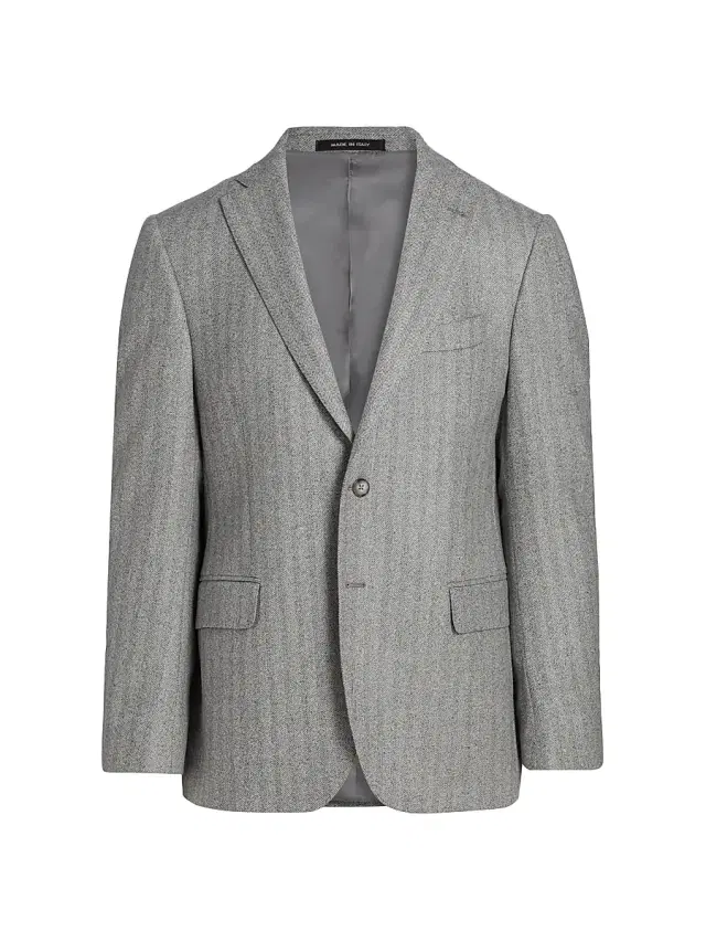 Men's COLLECTION Herringbone Wool Jacket - Light Grey