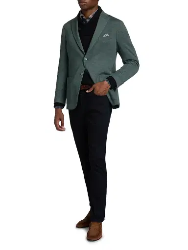 Saks Fifth Avenue Men's COLLECTION Wool Jersey Sport Coat - Light Green - Size 48 | Thumbnail 2