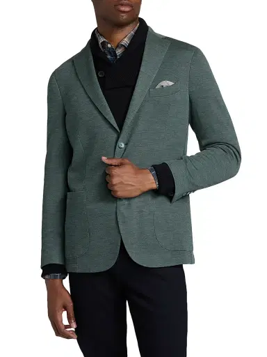 Saks Fifth Avenue Men's COLLECTION Wool Jersey Sport Coat - Light Green - Size 48 | Thumbnail 3