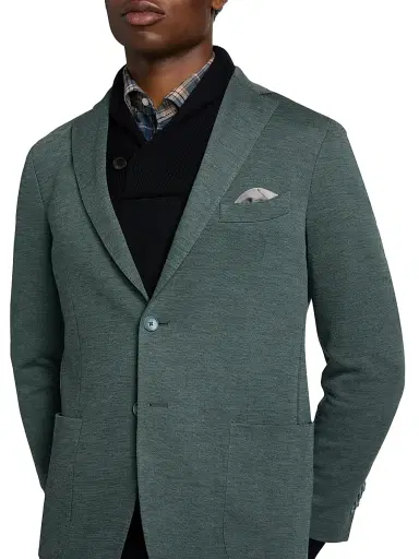 Saks Fifth Avenue Men's COLLECTION Wool Jersey Sport Coat - Light Green - Size 48 | Thumbnail 6