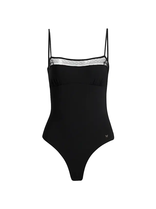 Kiki de Montparnasse Women's Lace Inset One-Piece Swimsuit - Black