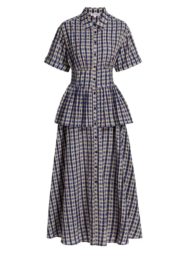 Women's Boogie Woogie Bugle Peplum Maxi Dress - Navy Check