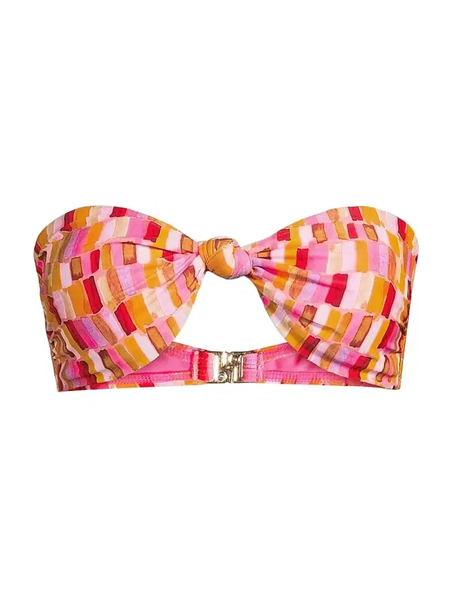 Milly Women's Sunset Tile Printed Bandeau Bikini Top - Pink Multi