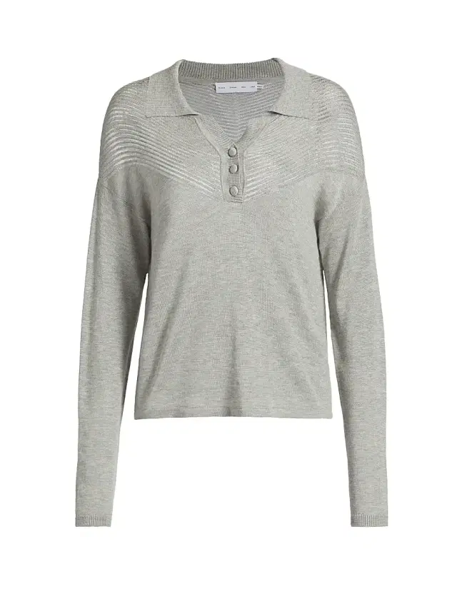Proenza Schouler White Label Women's Nell Polo Shirt - Pale Grey Melange