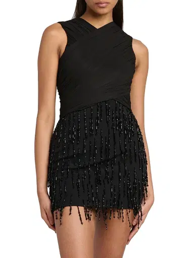 Alberta Ferretti Women's Beaded Wrapped Minidress | Thumbnail 3