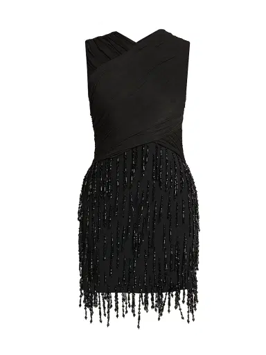 Alberta Ferretti Women's Beaded Wrapped Minidress | Thumbnail 1