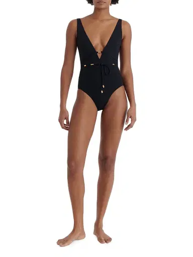 Eres Women's Lagon Jewel Beaded Tank One-Piece Swimsuit - Black - Size 4 | Thumbnail 2