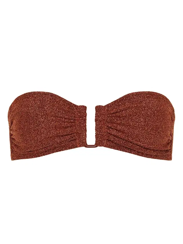 ERES Women's Flamboyant Glitter Strapless Bikini Top - Cuivre Lurex