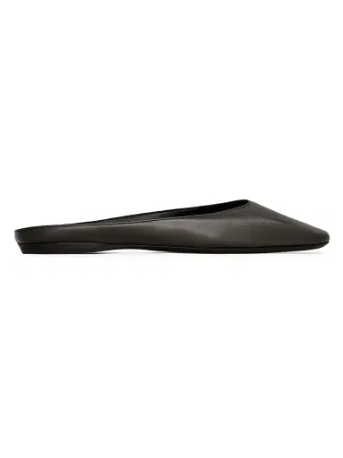 Saint Laurent Women's Lido Slip-ons in Smooth Leather - Eagle Brown | Thumbnail 1