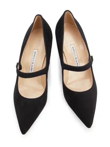 Manolo Blahnik Women's Campariba Suede Block-Heel Pumps - Black - Size 10.5 | Thumbnail 4 Manolo Blahnik Women's Campariba Suede Block-Heel Pumps - Black - Size 10.5 | Thumbnail 4