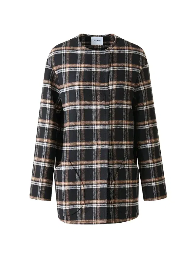 Akris punto Women's Plaid Double-Faced Wool Coat - Black Camel Cream