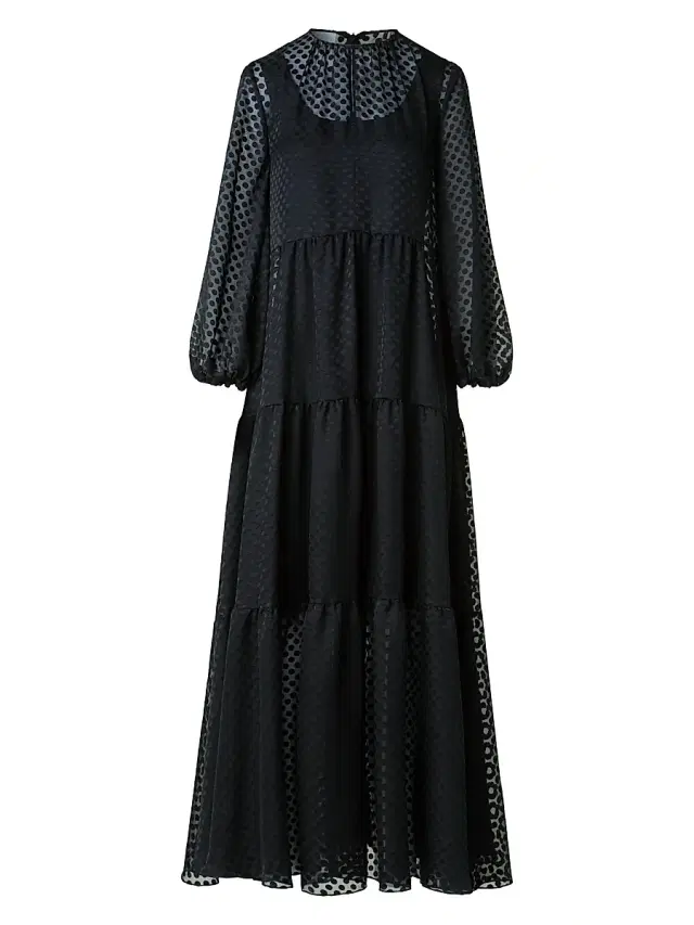 Akris punto Women's Dot Devoré Boho A-line Maxi Dress - Black
