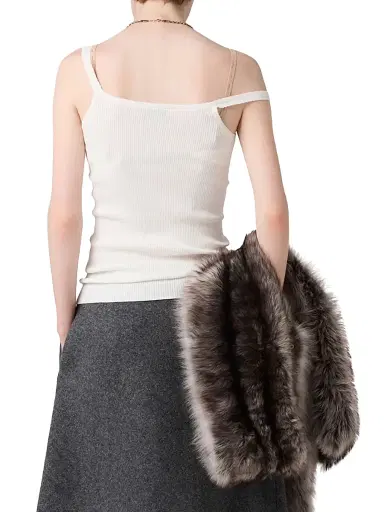 Miu Miu Women's Cotton Knit Top - White - Size 8 | Thumbnail 3