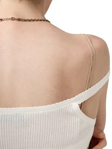 Miu Miu Women's Cotton Knit Top - White - Size 8 | Thumbnail 5