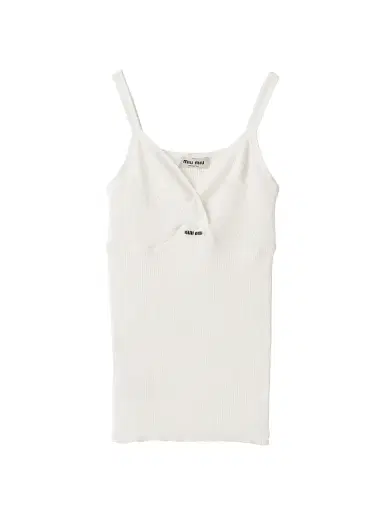 Miu Miu Women's Cotton Knit Top - White - Size 8 | Thumbnail 1