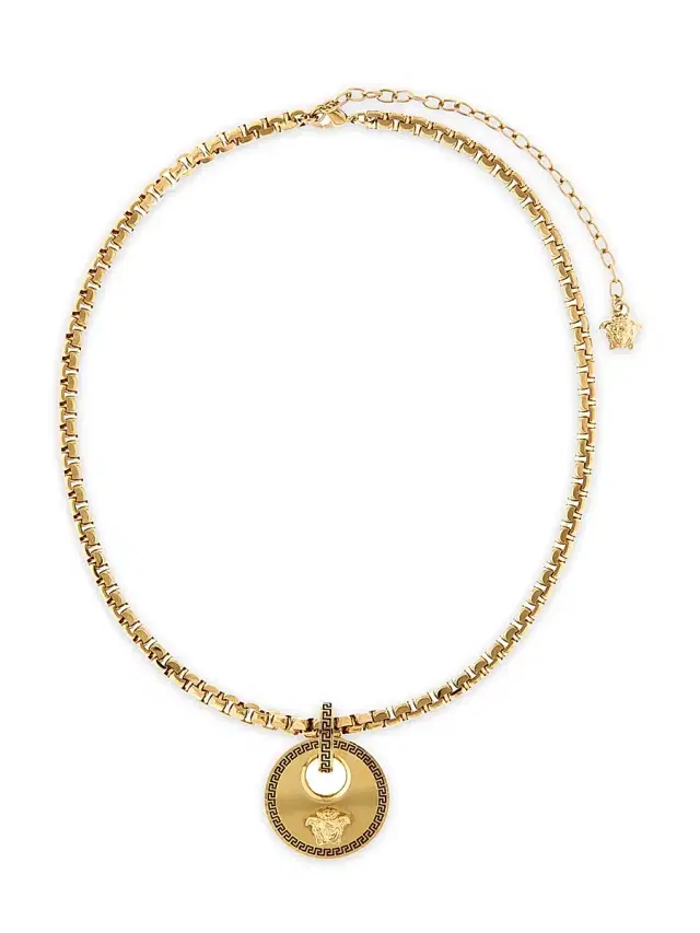 Men's Goldtone Medusa Pendant Necklace -  Gold Black