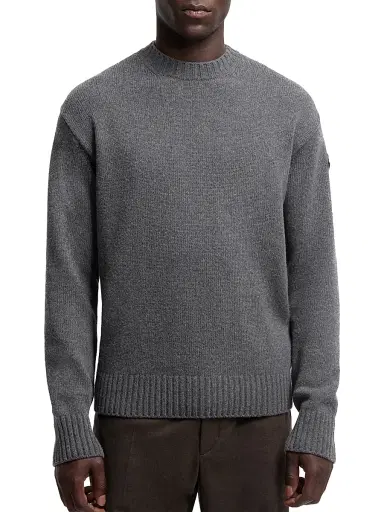 Moncler Men's Crew Neck Sweater in Wool and Cashmere - Dark Gray - Size XL | Thumbnail 2 Moncler Men's Crew Neck Sweater in Wool and Cashmere - Dark Gray - Size XL | Thumbnail 2