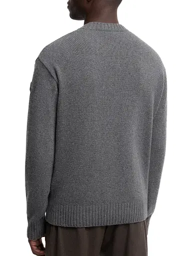 Moncler Men's Crew Neck Sweater in Wool and Cashmere - Dark Gray - Size XL | Thumbnail 3 Moncler Men's Crew Neck Sweater in Wool and Cashmere - Dark Gray - Size XL | Thumbnail 3