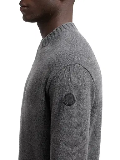 Moncler Men's Crew Neck Sweater in Wool and Cashmere - Dark Gray - Size XL | Thumbnail 4 Moncler Men's Crew Neck Sweater in Wool and Cashmere - Dark Gray - Size XL | Thumbnail 4