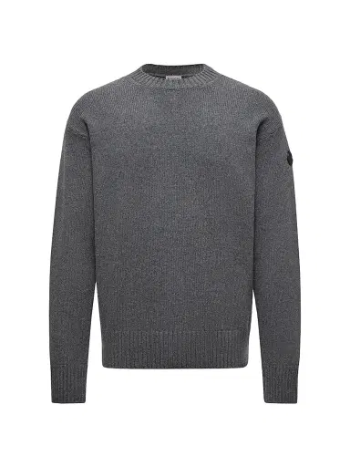 Moncler Men's Crew Neck Sweater in Wool and Cashmere - Dark Gray - Size XL | Thumbnail 1 Moncler Men's Crew Neck Sweater in Wool and Cashmere - Dark Gray - Size XL | Thumbnail 1