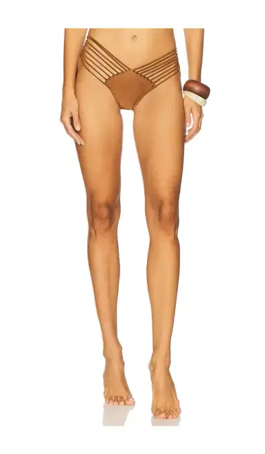 Luli Fama Strappy Brazilian Ruched Back Bikini Bottom | Thumbnail 1