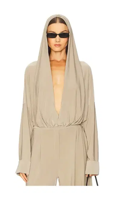 Norma Kamali Hooded Super Oversized BF NK Shirt Bodysuit | Thumbnail 1 Norma Kamali Hooded Super Oversized BF NK Shirt Bodysuit | Thumbnail 1