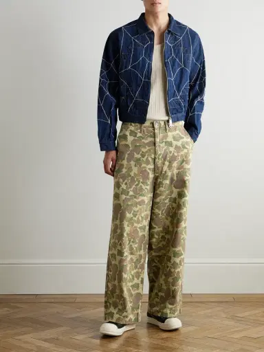 KAPITAL Wide-Leg Camouflage-Print Herringbone Cotton Trousers - Men | Thumbnail 2 KAPITAL Wide-Leg Camouflage-Print Herringbone Cotton Trousers - Men | Thumbnail 2