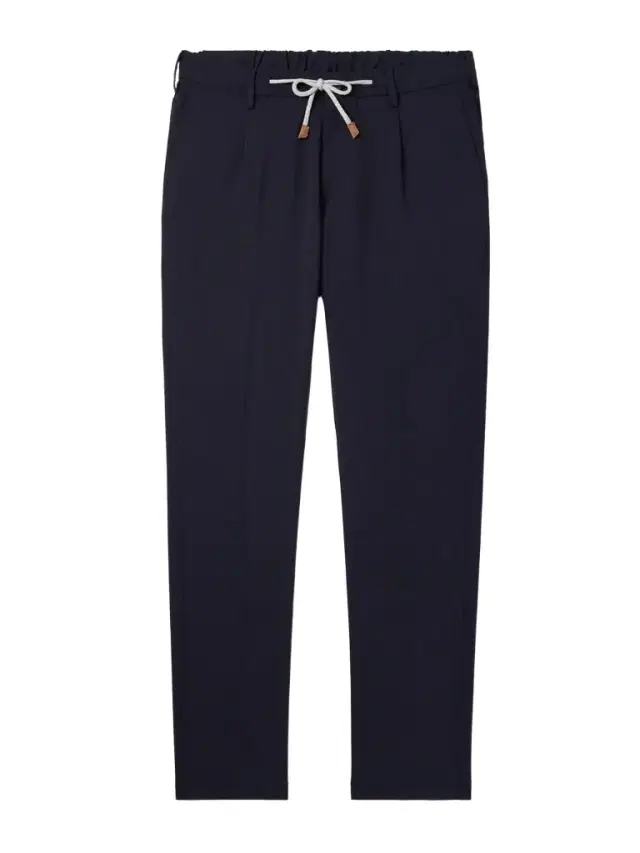 Slim-Fit Straight-Leg Pleated Stretch-Wool Drawstring Trousers - Men