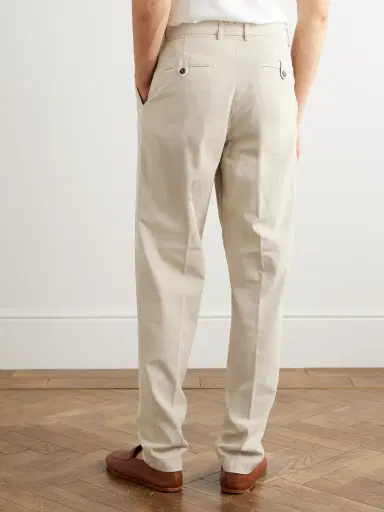 ELEVENTY Straight-Leg Pleated Stretch Cotton and Lyocell-Blend Trousers - Men | Thumbnail 4