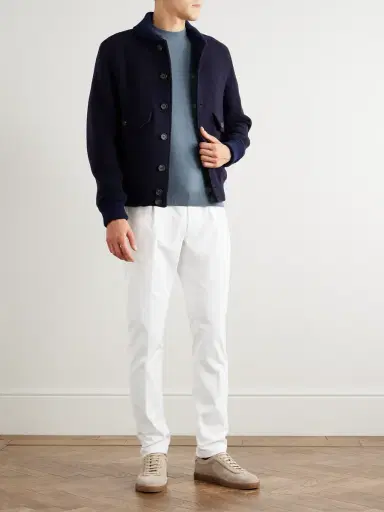 ELEVENTY Straight-Leg Pleated Cotton-Blend Twill Trousers - Men | Thumbnail 2 ELEVENTY Straight-Leg Pleated Cotton-Blend Twill Trousers - Men | Thumbnail 2