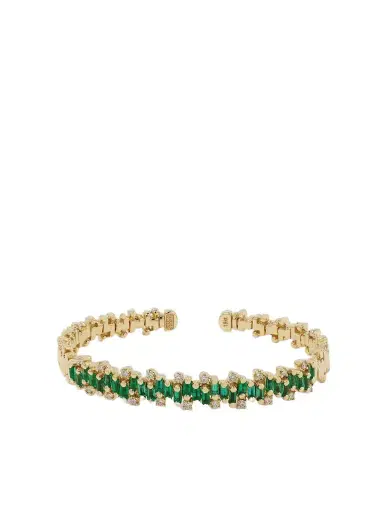 Suzanne Kalan 18-karat Gold, Emerald And Diamond Cuff | Thumbnail 1 Suzanne Kalan 18-karat Gold, Emerald And Diamond Cuff | Thumbnail 1