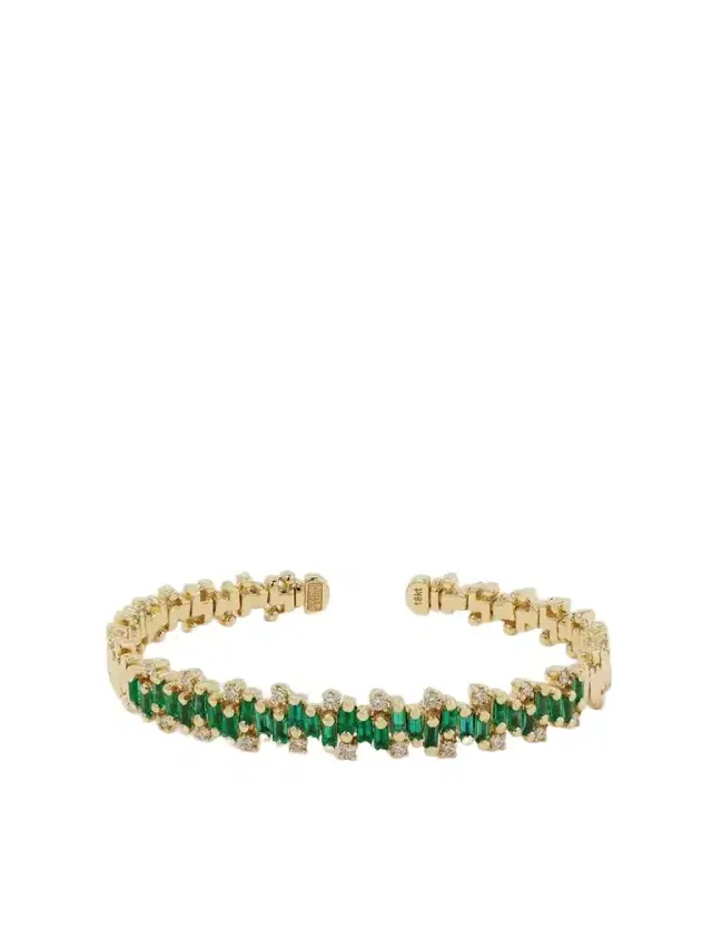 Suzanne Kalan 18-karat Gold, Emerald And Diamond Cuff