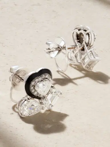 Kamyen 18-karat White Gold, Diamond And Enamel Earrings | Thumbnail 3 Kamyen 18-karat White Gold, Diamond And Enamel Earrings | Thumbnail 3