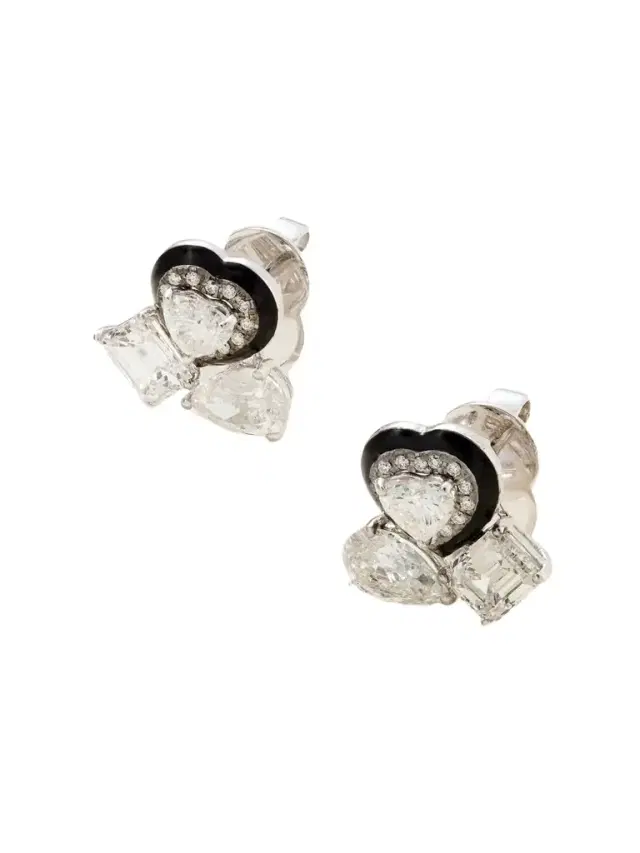 18-karat White Gold, Diamond And Enamel Earrings