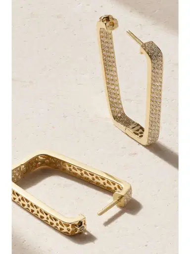 OFIRA Mini Box 18-karat Gold Diamond Hoop Earrings | Thumbnail 3