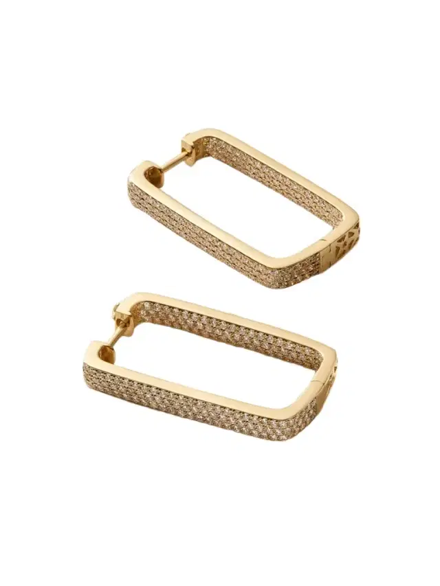 Mini Box 18-karat Gold Diamond Hoop Earrings