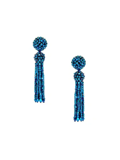 Oscar de la Renta Women's 24K-Gold-Plated Brass & Glass Fringe Tassel Earrings - Royal Blue | Thumbnail 1 Oscar de la Renta Women's 24K-Gold-Plated Brass & Glass Fringe Tassel Earrings - Royal Blue | Thumbnail 1