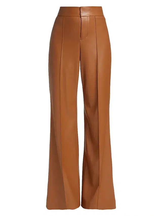 ALICE + OLIVIA Women's Dylan Wide-Leg Faux Leather Trousers - Camel