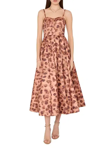 Milly Women's Queen Leopard-Print Bustier Midi-Dress - Brown Multi | Thumbnail 3