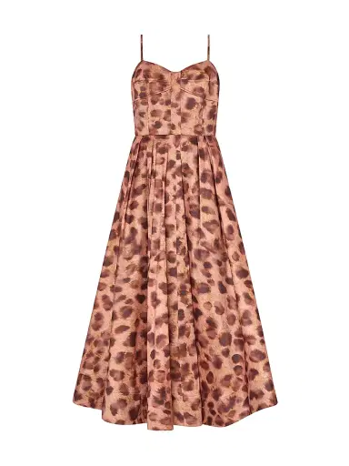 Milly Women's Queen Leopard-Print Bustier Midi-Dress - Brown Multi | Thumbnail 1
