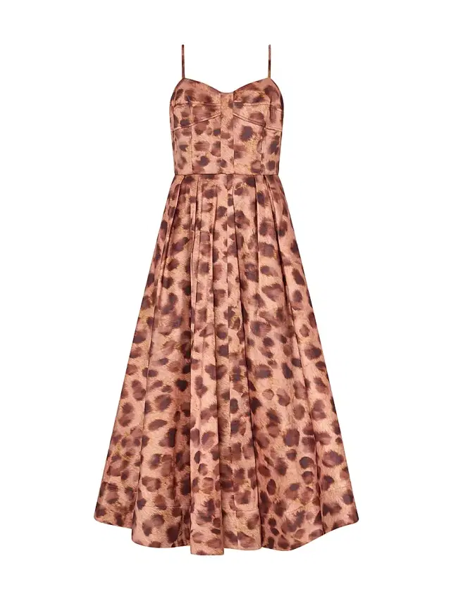 Milly Women's Queen Leopard-Print Bustier Midi-Dress - Brown Multi